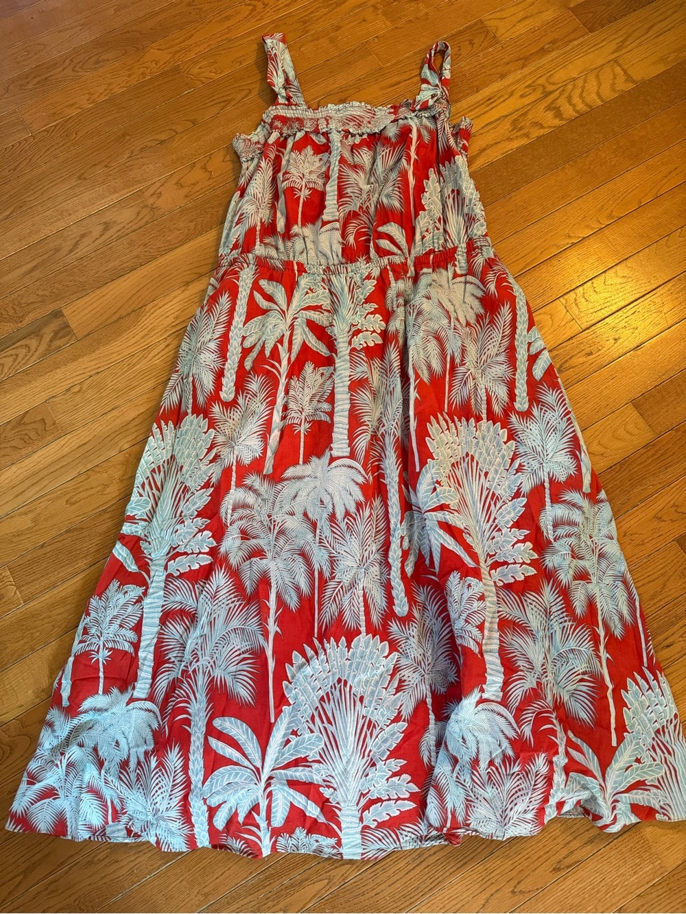 Talbots Red Sundress with Smocked Neckline